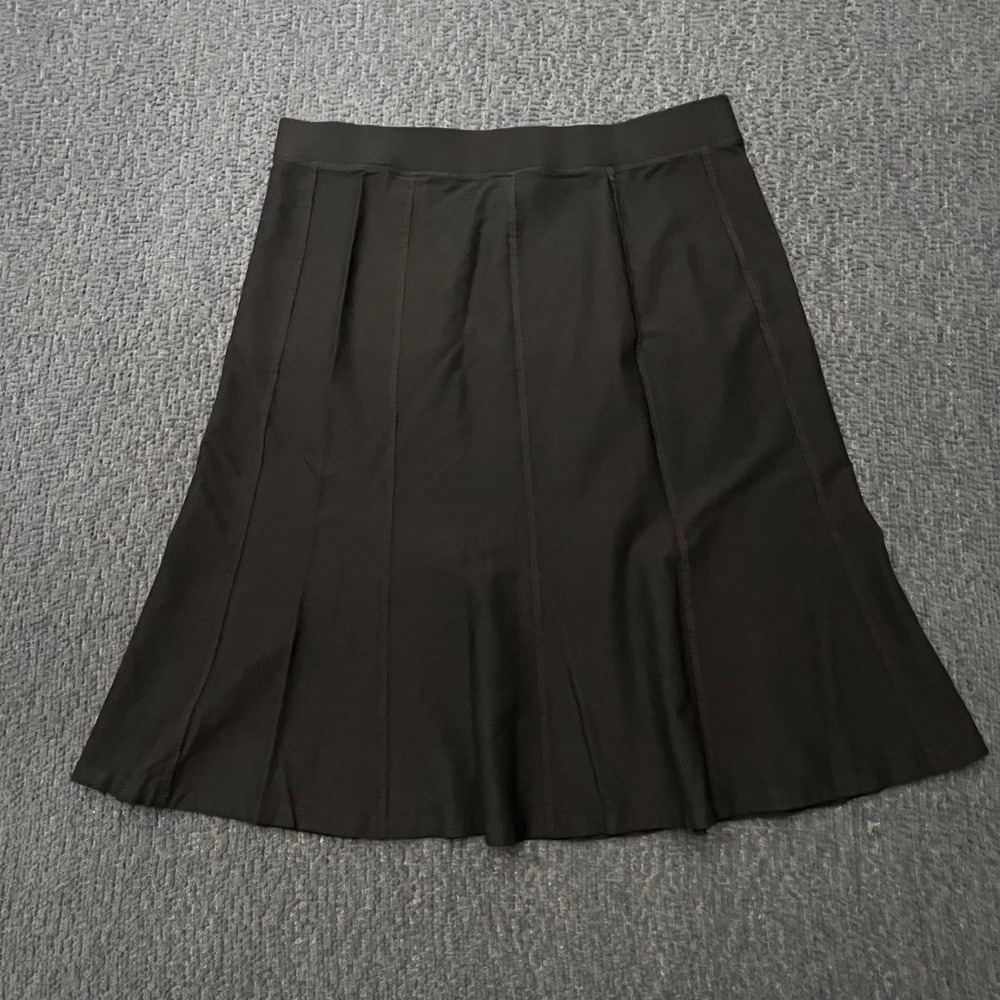 Eileen Fisher Womens Black Viscose Blend Paneled Flare Pull On Midi Skirt Size M - Picture 2 of 5
